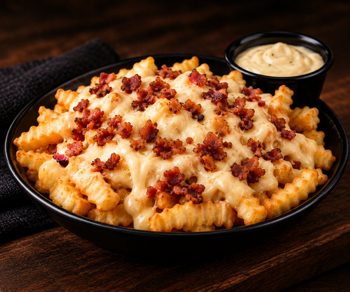 Porção de Fritas com Queijo e Bacon - 500g